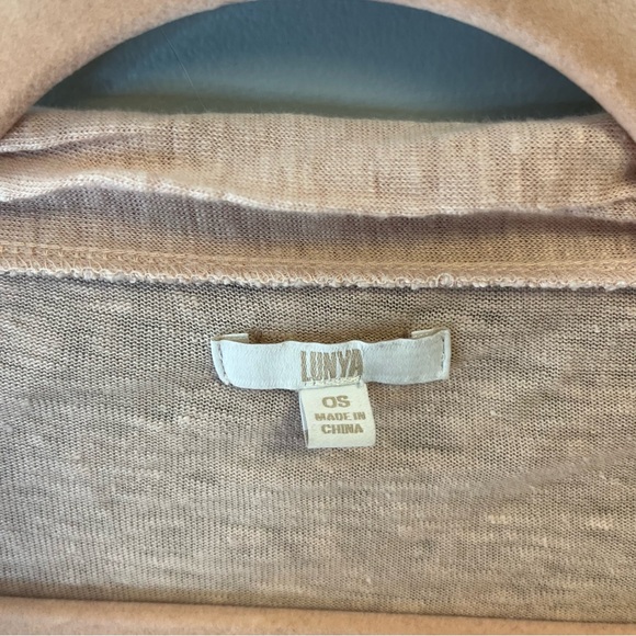 Lunya Cardigan Solid Pastel Pink 100% Linen Open Front Knit One Size O/S EUC - Picture 3 of 8